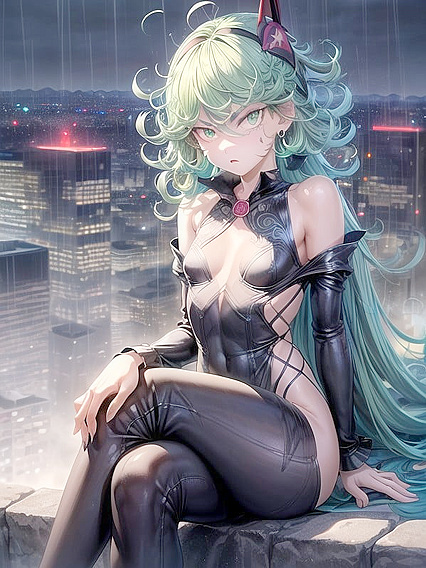 Skinny Gothic Beauty in Seductive Hentai Action