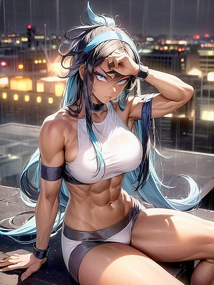 Muscular Goth Babe Covered in for Intense Hentai Pleasure