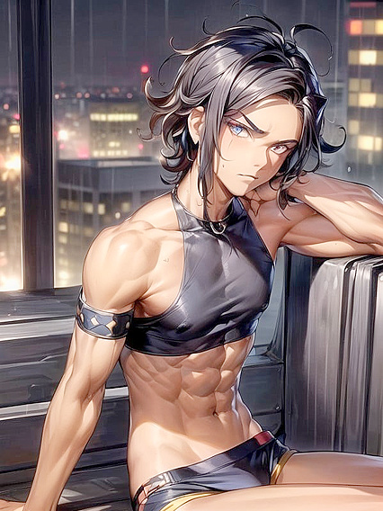 Muscular Goth Babe Covered in for Intense Hentai Pleasure