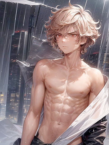 Muscular Goth Beauty Drenched in for Intense Hentai Pleasure