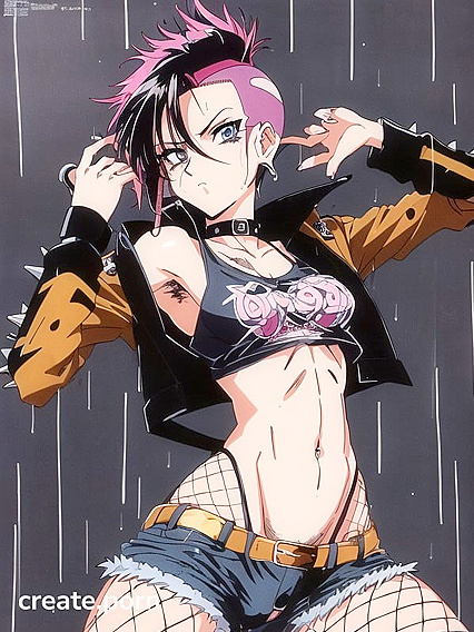 Fingerless Gloves and Fishnets Heat Up Black Outfit Hentai Action
