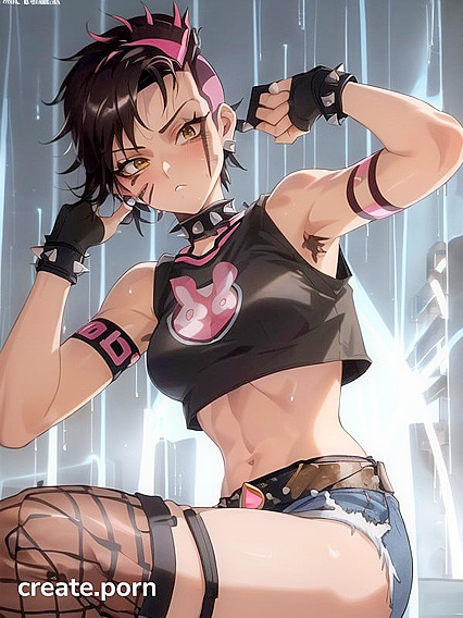 Fingerless Gloves and Mohawk Tease in Steamy Pubic Hair hentai Action