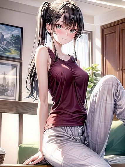 Bare-Footed Black-Haired Beauty Gets Wild in the Living Room Hentai Scene