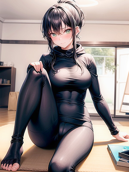Barefoot Girl 18+ in Hoodie Stares Seductively at You in Hentai Action