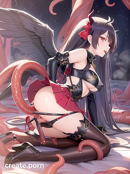 Luscious Black-Haired Beauty in a Skirt Exploring Intense Hentai Pleasure