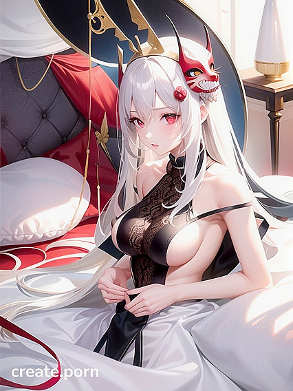 Skinny Girl 18+ with Red Eyes Dressed Up for Steamy Hentai Pleasure