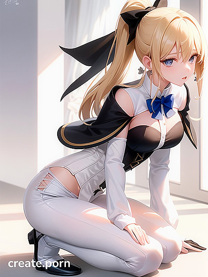 Bare Shouldered Beauty with Black Bow and Seductive Eye Patch in Steamy Hentai Scenes