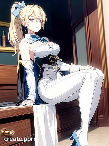 Stunning White Pants and Capelet Outfit in Detached Sleeve Hentai Action
