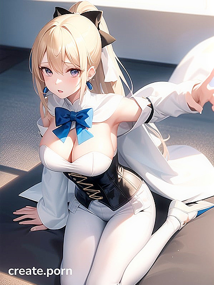 Black Bow Earrings Adorn Her in Seductive Anime hentai Pleasure