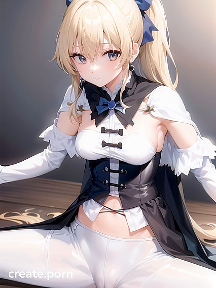 Black Bow and Capelet Clad Beauty with Sultry Eye-Hair in Seductive Hentai Action