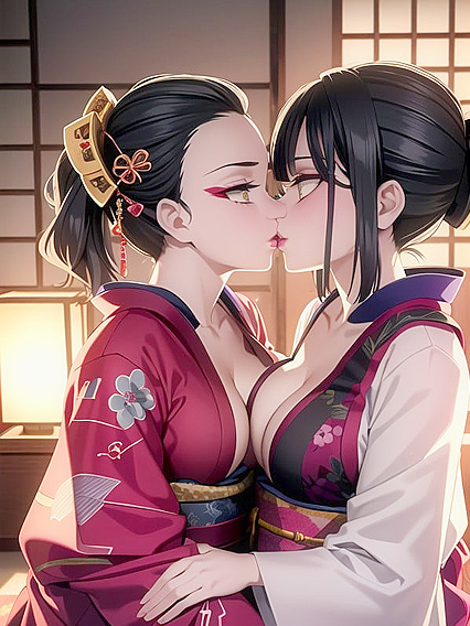 Two People Enjoy Intimate Moments on Tatami in Sexy Hentai Action