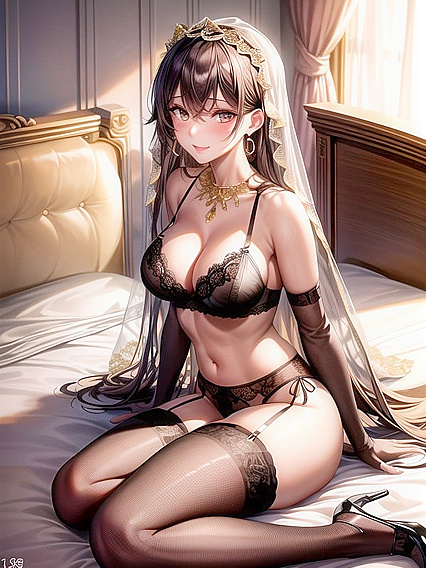 Skinny Brunette with Necklace Enjoying Intense Hentai Pleasure