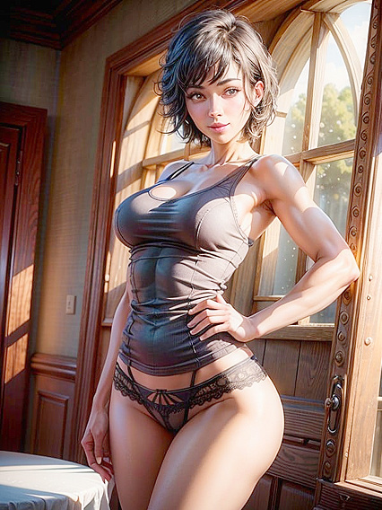 Happy Model Shows Off Her Lacy Underwear in Seductive Hentai Scene