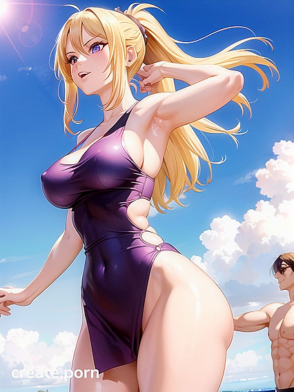 Cute Hentai Girl 18+ Shows Off Her Large Ass with Arms Raised High