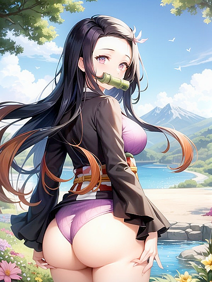 Panoramic Prismatic Skies and Distant Pink Mountain Views in Erotic Hentai Animation