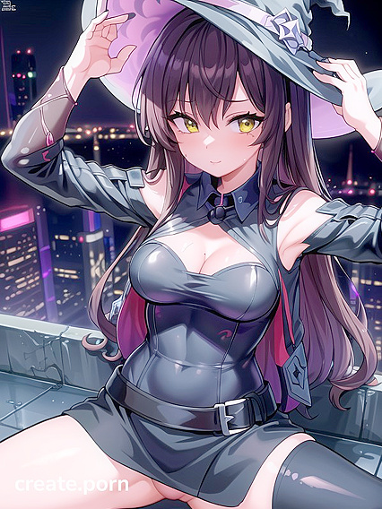 Unbuttoning Her Green-Eyed Desire in Steamy Nighttime Hentai Bliss