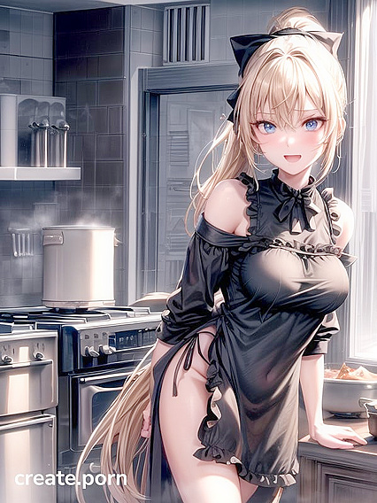 Seductive Maid in Loungewear and Apron Tempts You in Steamy Hentai Action