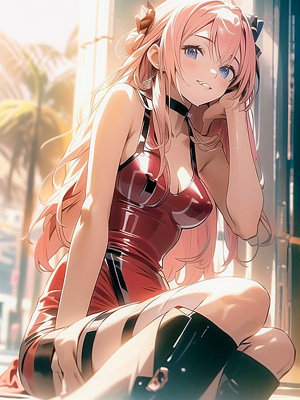 Attractive Pink-Haired Girl 18+ in Bow Gives Waist-Shot Pleasure in Asuka Hentai