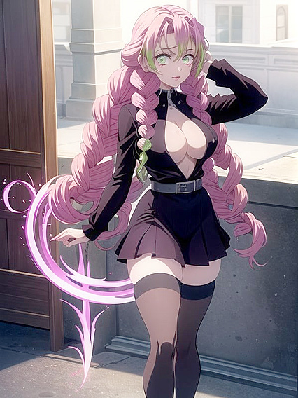 Mitsuri Kanroji from Demon Slayer Seduces in Voluptuous Vampire hentai Action
