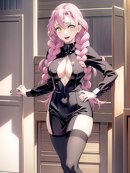 Gothic Beauty with Black Hair and Fangs Seduces in Hentai Erotic Adventures