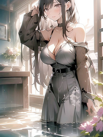 Gloomy Landscape with Puddles, Bare Trees, and Thick Fog in Seductive Hentai Scenes