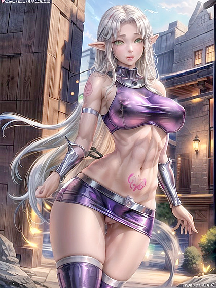 Muscular Girl 18+ with Small Breasts in Surreal Hentai Action