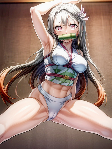 Dark-Skinned Beauty with Ponytail Raises Arms for steamy Hentai Pleasure