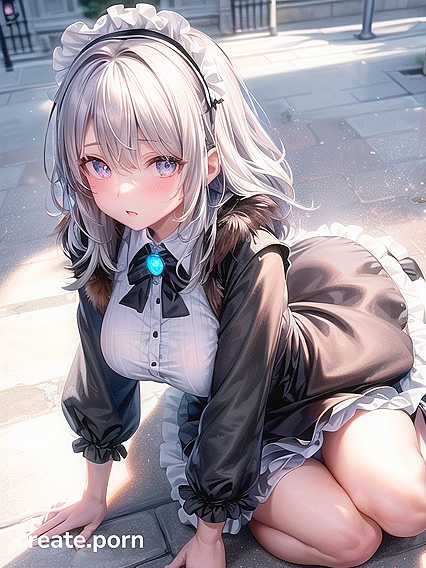 Blushing Beauty with Wind-Tousled Hair Covers Her Eyes in Seductive Hentai Scenes