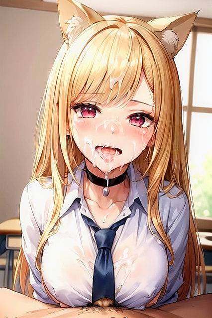Ponytailed Beauty Shows Off Sweaty Cleavage in Steamy Hentai Action