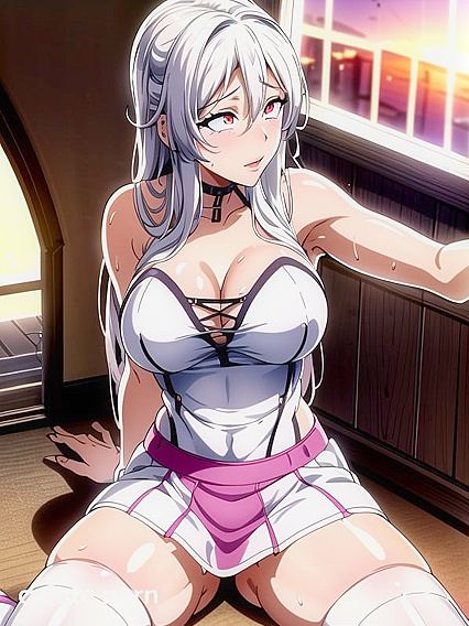 Peeking Through the Window at Her Luscious Pubes Beneath the Skirt in hentai Action