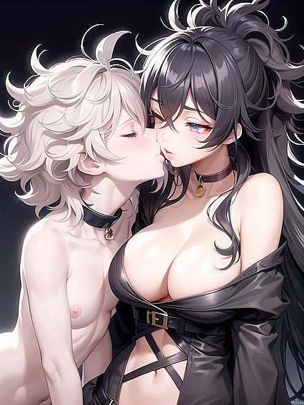 Skinny Teen 18+ with Pink Eyes Locked in Passionate Kisses inSTEAMY Hentai Action