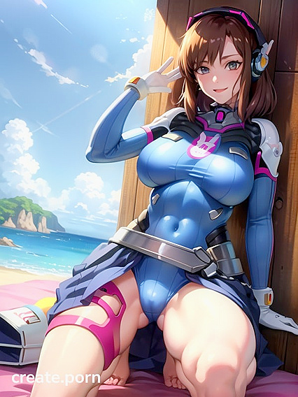 D'Va with Short Brown Hair Exploring Intense Hentai Pleasure