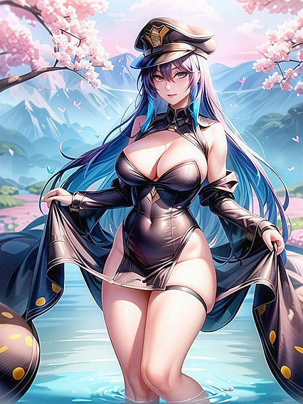 Caitlyn from League of Legends Enjoying Passionate Moments Under Golden-Purple Skies