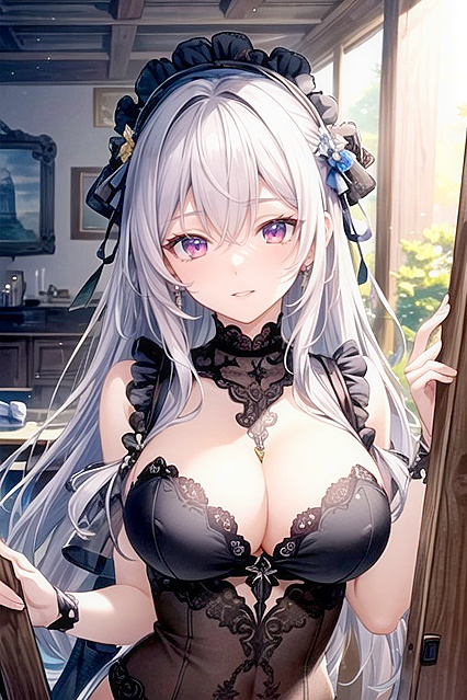 Anime Style Girl 18+ with Casual Messy Bun and Skeet Logo Sweatshirt in Hentai Action