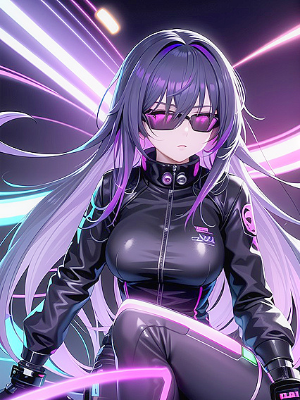 Wearing Reflective Shades with Aura of Confidence in Futuristic Neon City Hentai Scenes