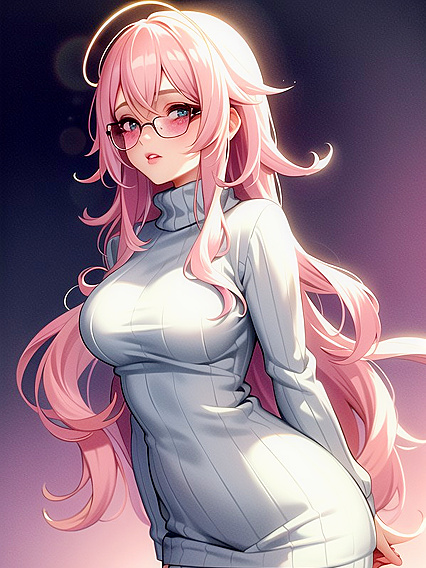 Girl 18+ with Wavy Ombre Hair Glows in Soft Makeup with Subtle Bokeh Light hentai Action