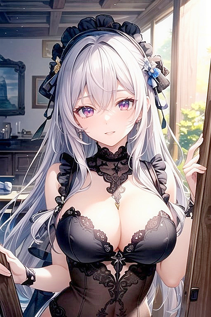 Light Blue-Haired Babe with Large Breasts Enjoys Intense Hentai Pleasure