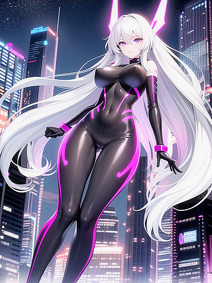 Neon-Streaked Hair Flows Wildly in the Air During Intense Hentai Action