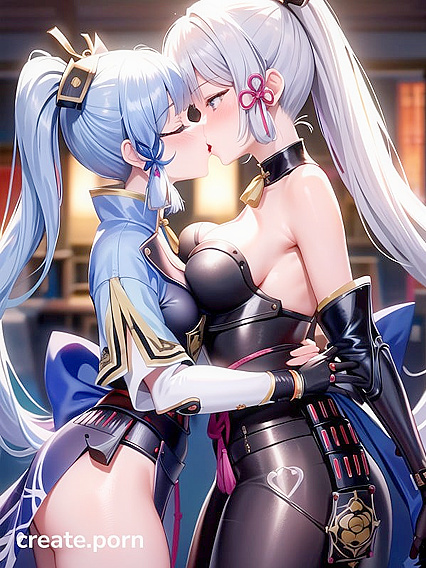 Kamisato Ayaka from Genshin Impact Shares Intimate Kisses in Seductive Hentai Scenes