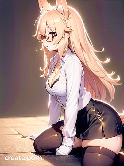 Blonde-Haired Beauty with Brown Eyes Teased in Skirt for Steamy Hentai Fun