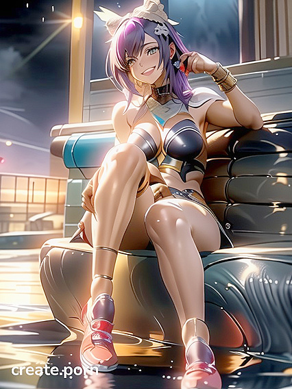Mature Babe Sitting with Crossed Arms and Presented Feet in Horny Hentai Action