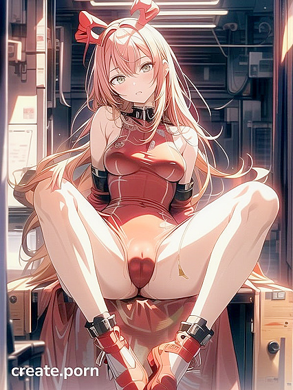 Sweaty Anime Beauty with Long Pink Hair Enjoying Intense Hentai Pleasure