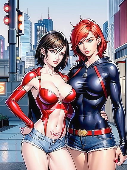Red-Haired Tattooed Superhero Seduces in steamy Hentai Action