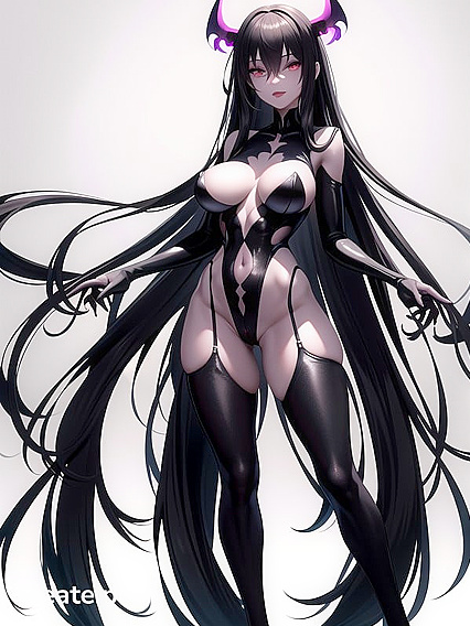 Succubus with seductive black nails teases in naughty hentai scenes
