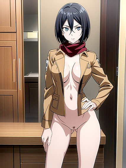 Naked With Hands on Hips, Seductively Gazing at You in Hentai Action