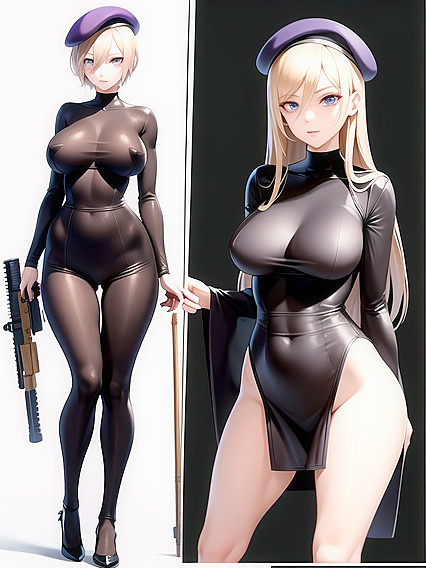 Blonde Sniper with Beret Takes Aim in Seductive Hentai Action