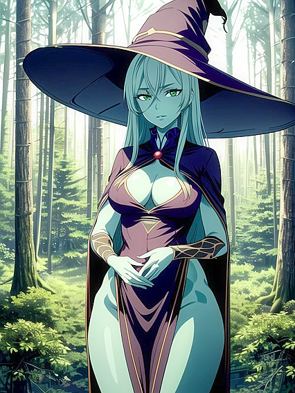 Busty Green-Skinned Beauty Takes Center Stage in Sensual Hentai AI Action