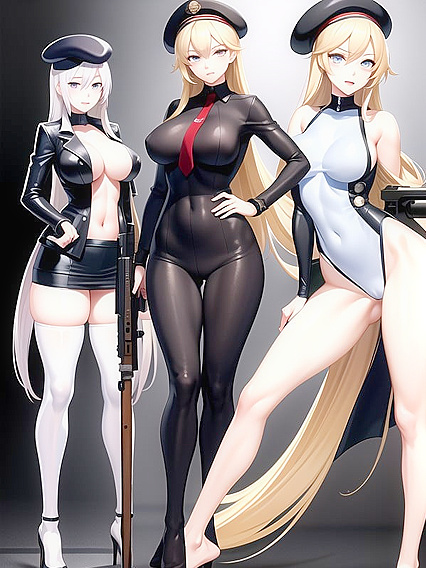 Blonde Beauty in Beret Wields Sniper Rifle for Intense Hentai Action