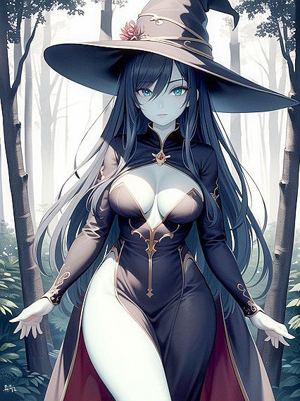 Green-Skinned Witch in Seductive Front View for Steamy Hentai Pleasure
