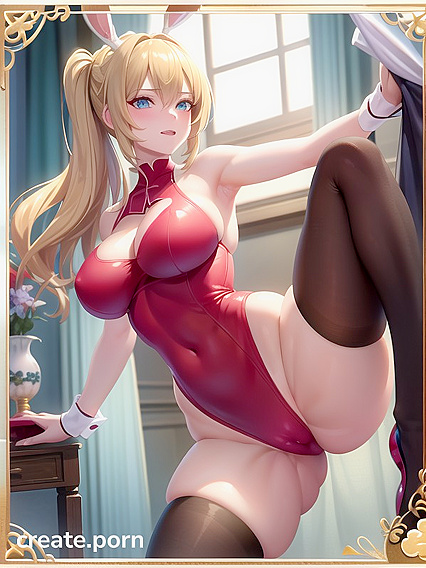 Blonde Beauty Raises Her Arms for a Sultry Bust Shot in Hentai AI Action
